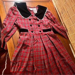 Bonnie Jean Red Plaid Vintage Dress with Black Accents